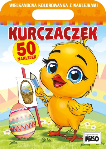 Wielkanocna kolorowanka z naklejkami. Kurczaczek