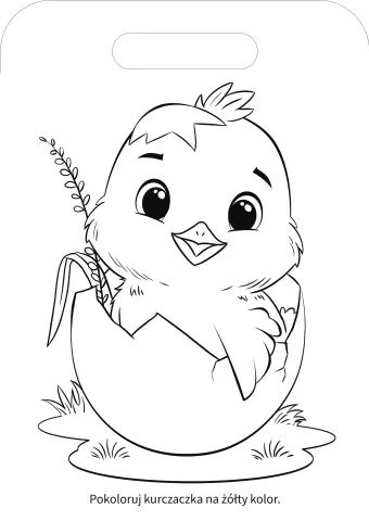 Wielkanocna kolorowanka z naklejkami. Kurczaczek